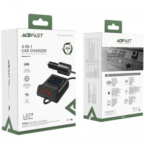 АЗУ Acefast B8 digital display car HUB charger