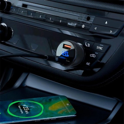 АЗУ Acefast B6 metal car charger 63W (USB-A + USB-C) with digital display