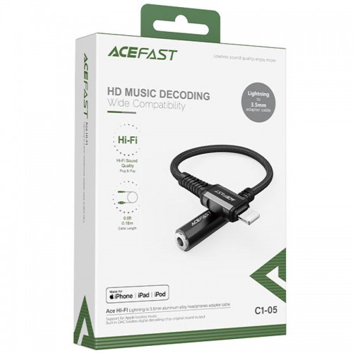 Переходник Acefast MFI C1-05 Lightning to 3.5mm aluminum alloy