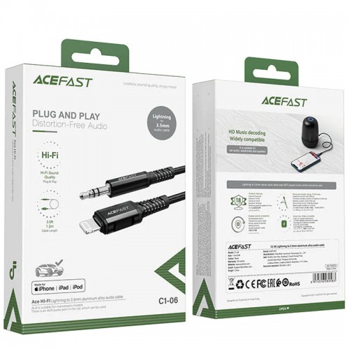 Переходник Acefast MFI C1-06 Lightning to 3.5mm aluminum alloy