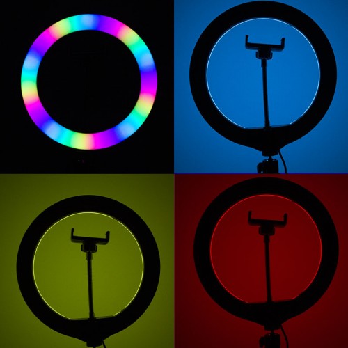 Кольцевая светодиодная LED лампа RGB Arc Ring 10" + tripod 2.1m