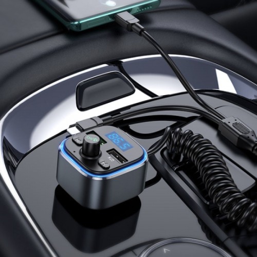 АЗУ FM модулятор Hoco E74 Energy QC3.0 2in1 with cable