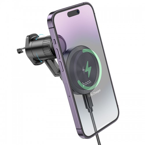 Автодержатель с БЗУ Hoco HW6 Vision metal magnetic (air outlet)