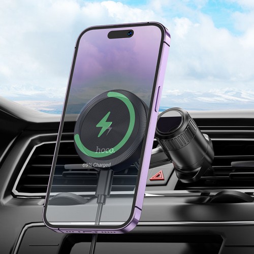 Автодержатель с БЗУ Hoco HW6 Vision metal magnetic (air outlet)