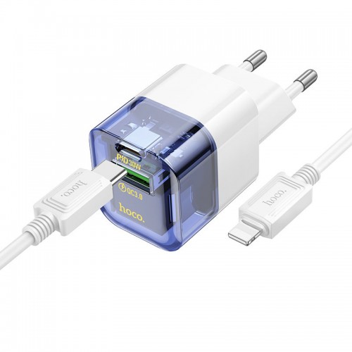 МЗП Hoco C131A Platium PD30W+QC3.0 + Type-C to Lightning