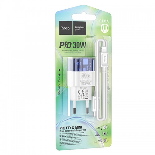МЗП Hoco C131A Platium PD30W+QC3.0 + Type-C to Lightning