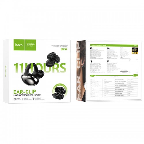 Беспроводные TWS наушники Hoco EW57 Auspicious clip-on Black