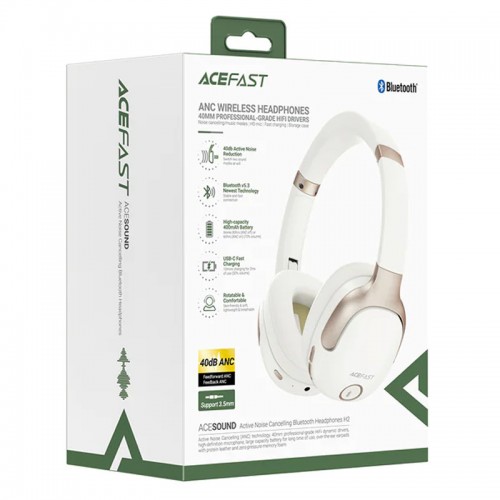 Накладные беспроводные наушники Acefast H2 Milky White