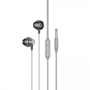 Стерео Наушники Hoco M125 Smart metal universal (3.5mm/1.2m) Grey