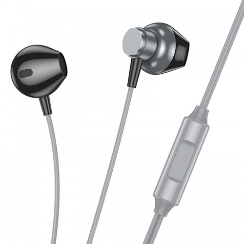 Стерео Наушники Hoco M125 Smart metal universal (3.5mm/1.2m) Grey