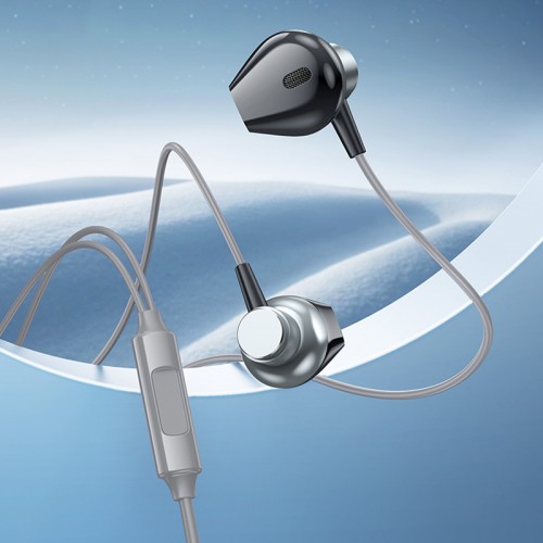 Стерео Наушники Hoco M125 Smart metal universal (3.5mm/1.2m) Grey