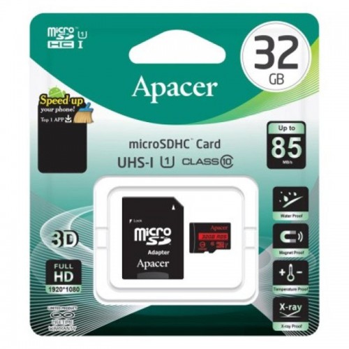 Карта памяти Apacer microSDHC (UHS-1) 32Gb class 10 V10 A1 R100MB/s + SD adapter