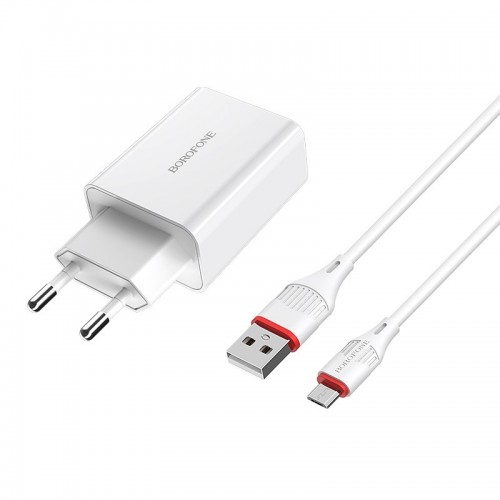 СЗУ Borofone BA21A Long journey QC3.0 (1USB/3A) + MicroUSB