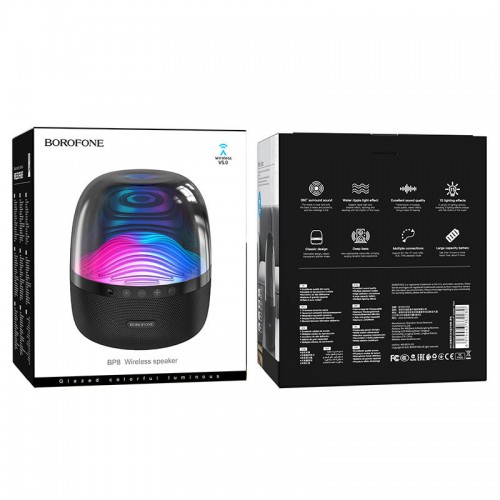 Bluetooth Колонка Borofone BP8 Glazed colorful luminous Black