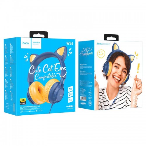 Накладные наушники Hoco W36 Cat ear (3.5mm/1.2m)