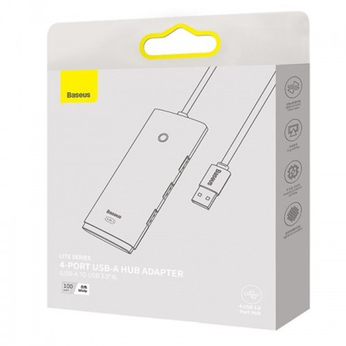 Переходник HUB Baseus Lite Series 4-Port USB-A HUB Adapter (USB-A to USB 3.0*4) 25cm (WKQX)