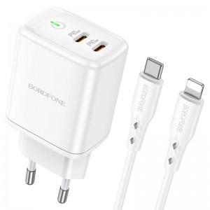 СЗУ Borofone BN9 PD35W (2Type-C) + Type-C to Lightning