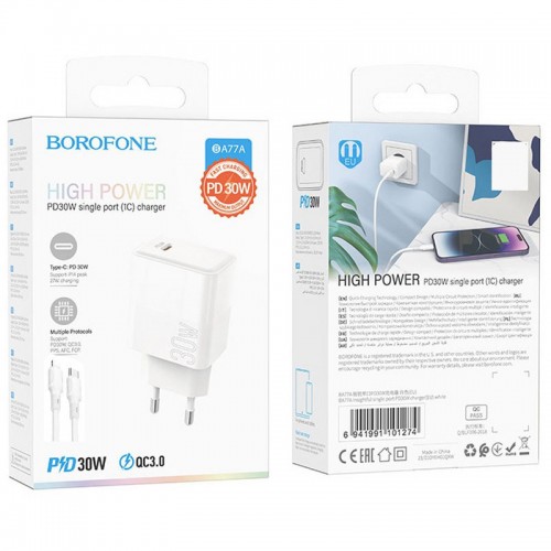 МЗП Borofone BA77A PD30W+QC3.0 + Type-C + Lightning