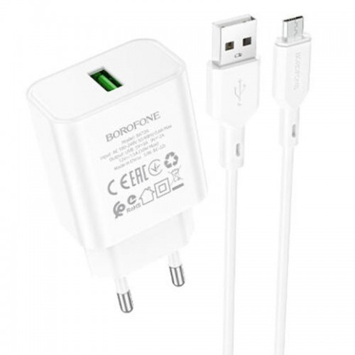 СЗУ Borofone BA72A Spring QC3.0 USB to MicroUSB