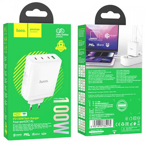 МЗП Hoco N31 Glory PD100W (3Type-C/1USB)