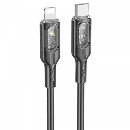 Дата кабель Hoco U120 Transparent explore intelligent power-off PD 27W Type-C to Lightning (1.2m)