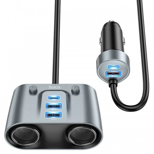 АЗУ Hoco Z51 Establisher 147W(2C3A) 2-in-1 cigarette lighter car charger