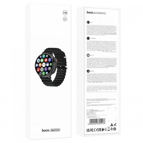 Смарт-годинник Hoco Smart Watch Y18 Black