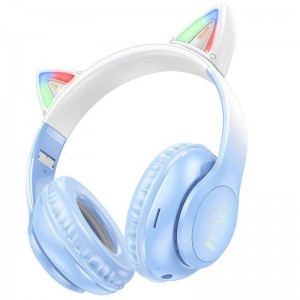Накладные беспроводные наушники Hoco W42 Cat Blue