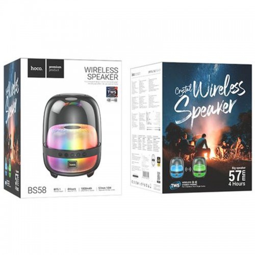 Bluetooth Колонка Hoco BS58 Crystal colorful luminous Black