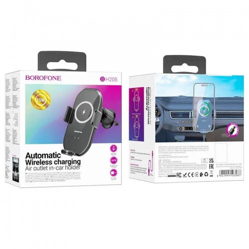 Автодержатель с БЗУ Borofone BH205 Wireless Charging Car