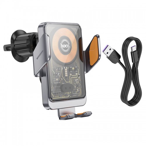 Автодержатель с БЗУ Hoco HW7 Transparent Discovery Edition (air outlet)