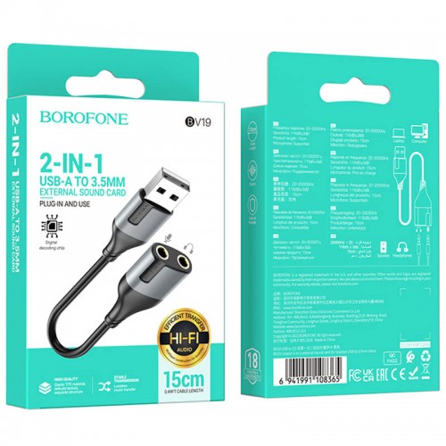 Переходник Borofone BV19 Creator 2in1 USB to 3.5mm