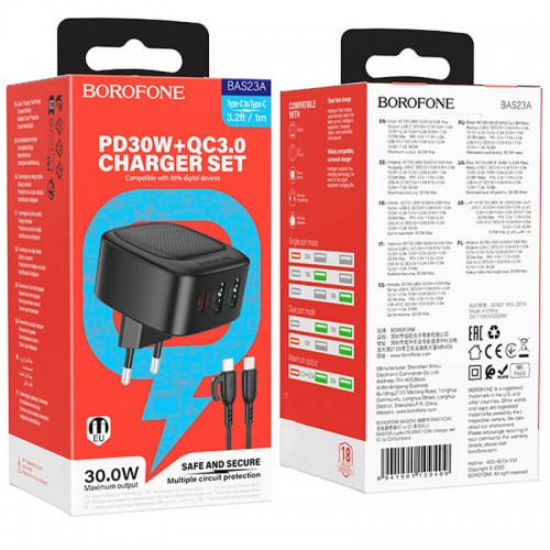 МЗП Borofone BAS23A Lucky PD30W (1C2A) + Type-C to Type-C