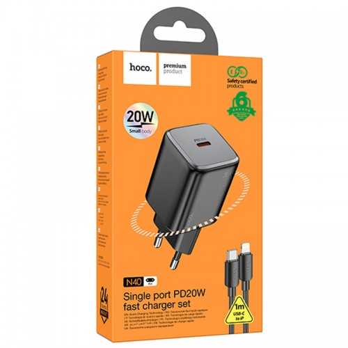 СЗУ Hoco N40 Mighty 1C PD20W + Type to Lightning