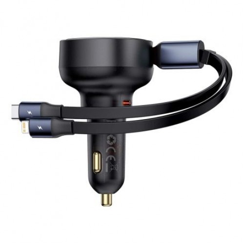 АЗУ Baseus Enjoyment Pro Car Charger C + Retractable Type-C and Lightning 60W (C00057802111-0)