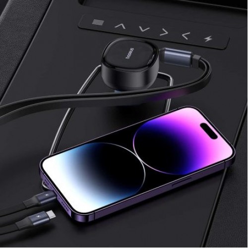 АЗУ Baseus Enjoyment Pro Car Charger C + Retractable Type-C and Lightning 60W (C00057802111-0)