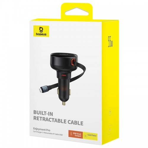 АЗУ Baseus Enjoyment Pro Car Charger C + Retractable Type-C and Lightning 60W (C00057802111-0)