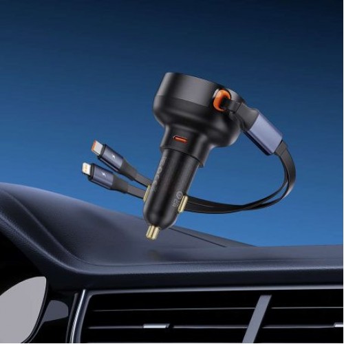 АЗУ Baseus Enjoyment Pro Car Charger C + Retractable Type-C and Lightning 60W (C00057802111-0)