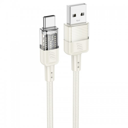 Дата кабель Hoco U129 Spirit Transparent USB to Type-C 3A (1.2m)