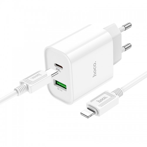 МЗП HOCO C80A Plus Rapido PD20W+QC3.0 (1Type-C/1USB) + Type-C to Lightning