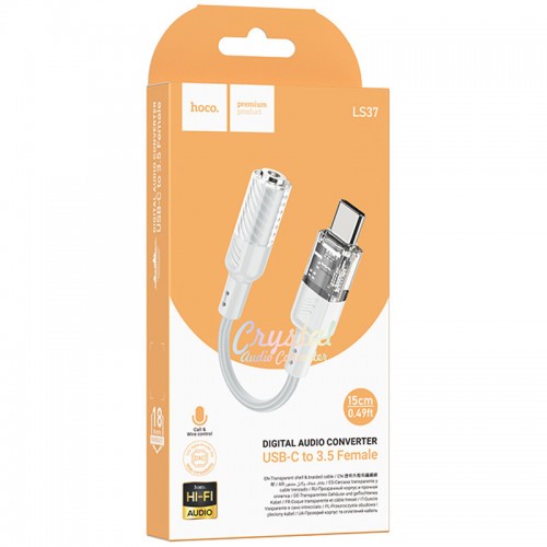 Переходник Aux Hoco LS37 Spirit transparent external sound card Type-C to 3.5mm