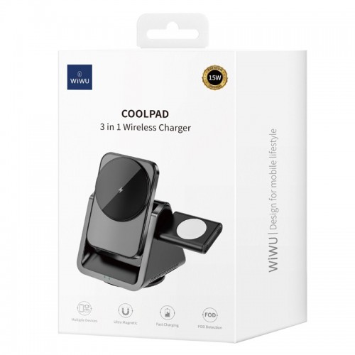 БЗУ WIWU Wi-W018 3 in 1 wireless charger Black