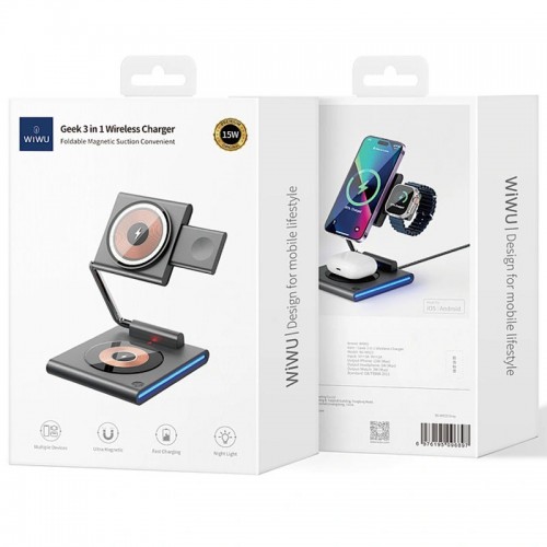 БЗУ WIWU Wi-W023 3 in 1 wireless charger Grey