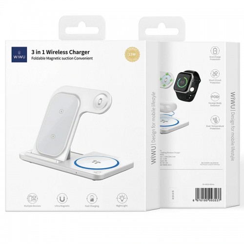 БЗУ WIWU Wi-W020 3 in 1 Wireless Charger White