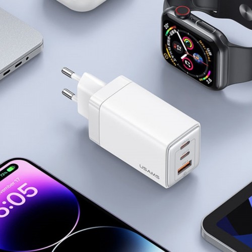 СЗУ Usams US-CC180 65W ACC 3 Ports GaN Sandru series