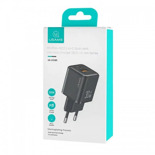 МЗП Usams US-CC189 PD30W + QC3.0 A+C X-ron Series