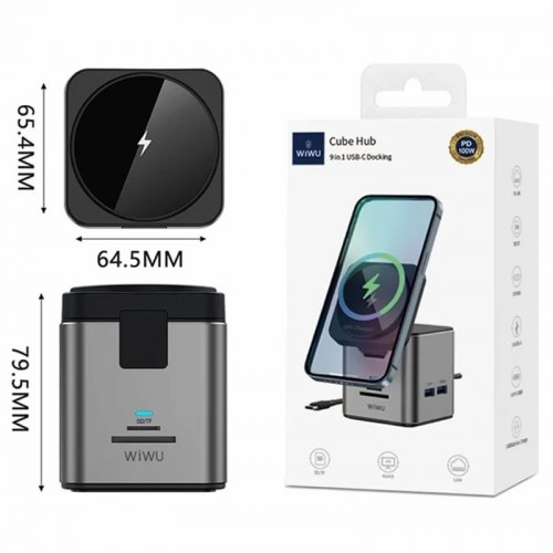 БЗУ + HUB WIWU Wi-W025 Cub 9in1 USB-C Grey