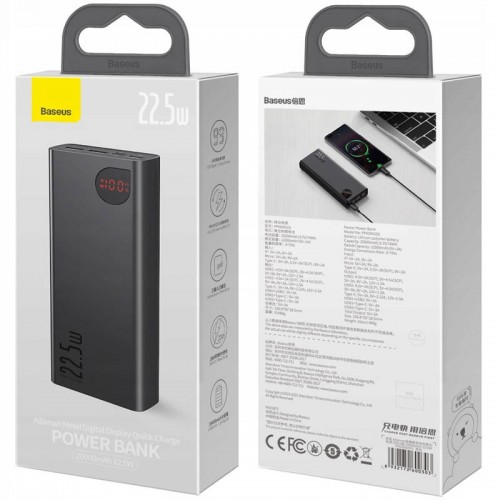 Power Bank Baseus Adaman Metal Digital Display QC 22.5W 20000 mAh (PPAD000101) Black