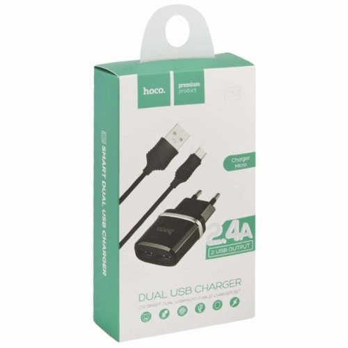 СЗУ Hoco C12 Charger + Cable (Micro) 2.4A 2USB