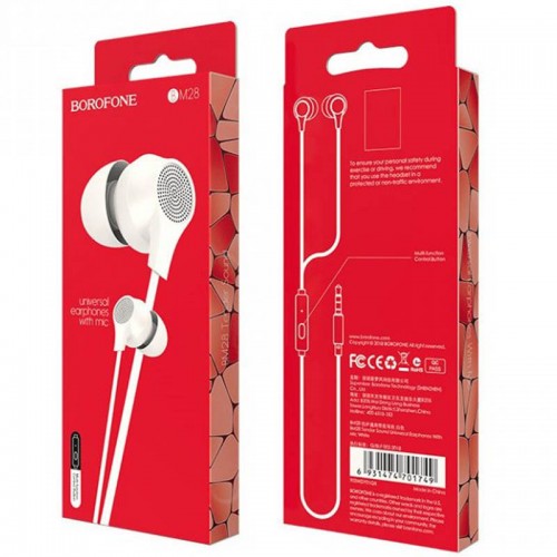 Наушники Borofone BM28 (3.5mm/1.2m) White